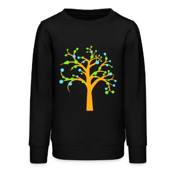 arbre belles feuilles nature forêt arbre silhouette - Sweat ado bio Stanley/Stella - noir - Devant - AI Model Teenager Male light (155cm)
