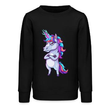 Genervtes Einhorn: Glitzer & Zorn! - Teenager Organic Sweatshirt Mini Changer von Stanley/Stella - Schwarz - Vorne - AI Model Teenager Male light (155cm)