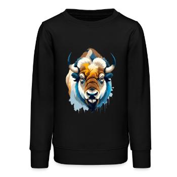 Bison Vektor Kunst mit lebendiger Farbillustration - Teenager Organic Sweatshirt Mini Changer von Stanley/Stella - Schwarz - Vorne - AI Model Teenager Male light (155cm)