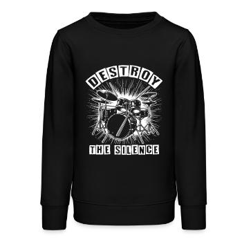 Schlagzeug Schlagzeuger Destroy Silence Rockband - Teenager Organic Sweatshirt Mini Changer von Stanley/Stella - Schwarz - Vorne - AI Model Teenager Male light (155cm)