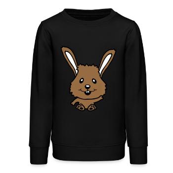 Hase Kaninchen Häschen Cartoon Kleintier niedlich - Teenager Organic Sweatshirt Mini Changer von Stanley/Stella - Schwarz - Vorne - AI Model Teenager Male light (155cm)
