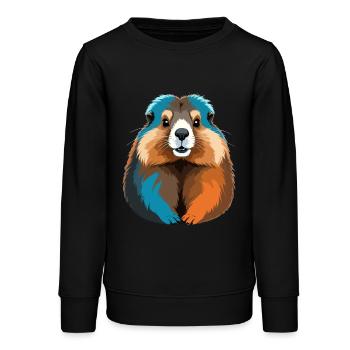 Murmeltier Vektor Kunst mit lebendiger Farbillustration - Teenager Organic Sweatshirt Mini Changer von Stanley/Stella - Schwarz - Vorne - AI Model Teenager Male light (155cm)