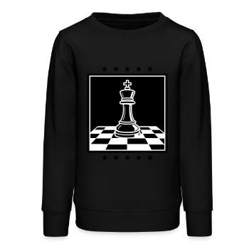Schaken Koning Schaken - Tiener sweater biologisch Stanley/Stella - zwart - Voor - AI Model Teenager Male light (155cm)