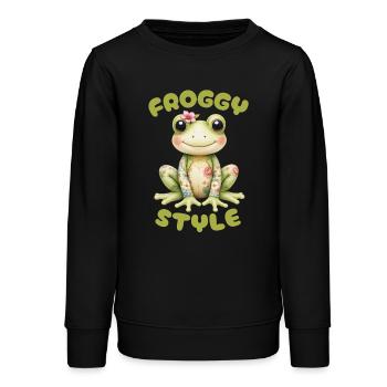 Froggy Style - Cute Frog - Teens Organic Sweatshirt by Stanley/Stella - black - Front - AI Model Teenager Male light (155cm)