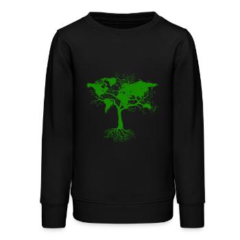 Baum mit Weltkarten grün - Teenager Organic Sweatshirt Mini Changer von Stanley/Stella - Schwarz - Vorne - AI Model Teenager Male light (155cm)