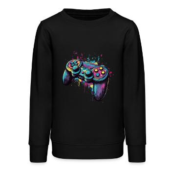 Manettes de jeux vidéo pour les joueurs - Sweat ado bio Stanley/Stella - noir - Devant - AI Model Teenager Male light (155cm)