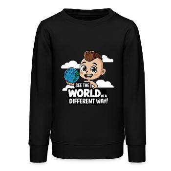 SEE THE WORLD IN A DIFFERENT WAY - Teens Organic Sweatshirt by Stanley/Stella - black - Front - AI Model Teenager Male light (155cm)