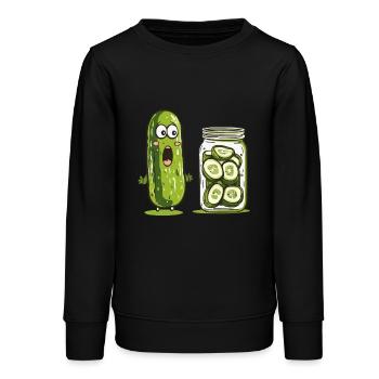 Lustige Gurke Staunt Über Eingelegte Verwandte - Teenager Organic Sweatshirt Mini Changer von Stanley/Stella - Schwarz - Vorne - AI Model Teenager Male light (155cm)