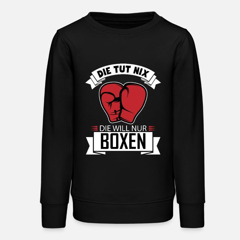 Elle ne fait rien, il veut juste de la boxe, drôle de cadeau - Sweat ado bio Stanley/Stella - noir