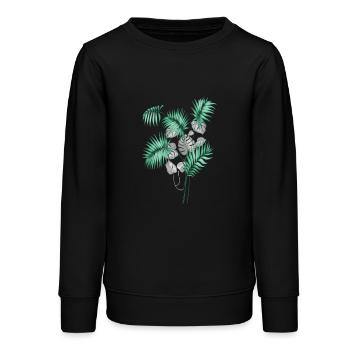 Tropical Leaves Design - Teenager Organic Sweatshirt Mini Changer von Stanley/Stella - Schwarz - Vorne - AI Model Teenager Male light (155cm)
