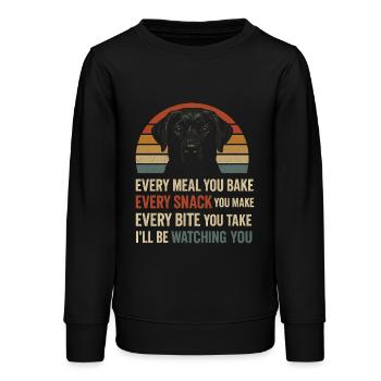 Lustiger Labrador Spruch Über Dein Essen - Teenager Organic Sweatshirt Mini Changer von Stanley/Stella - Schwarz - Vorne - AI Model Teenager Male light (155cm)