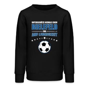 Unterschätze niemals eine Bielefeld Fan auf... - Teenager Organic Sweatshirt Mini Changer von Stanley/Stella - Schwarz - Vorne - AI Model Teenager Male light (155cm)
