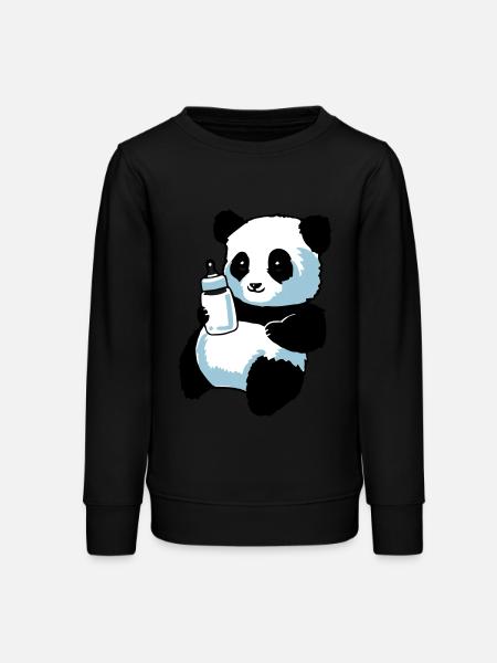 Panda Partnershirt - Baby - Teens Organic Sweatshirt by Stanley/Stella - black