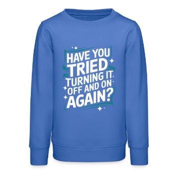 Technical Support Computer - Teens Organic Sweatshirt by Stanley/Stella - carolina blue - Front - AI Model Teenager Male dark (155cm)