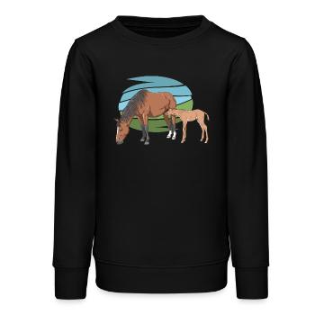 Jument et son poulain - Sweat ado bio Stanley/Stella - noir - Devant - AI Model Teenager Male light (155cm)