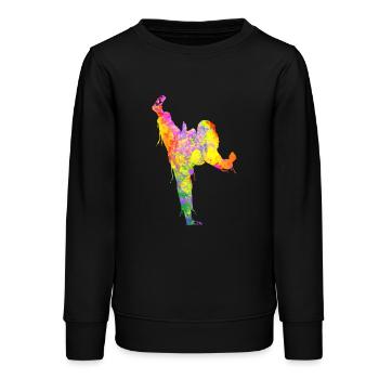 Tae Kwon Do Karate Bunte Silhouette für Mädchen - Teenager Organic Sweatshirt Mini Changer von Stanley/Stella - Schwarz - Vorne - AI Model Teenager Male light (155cm)