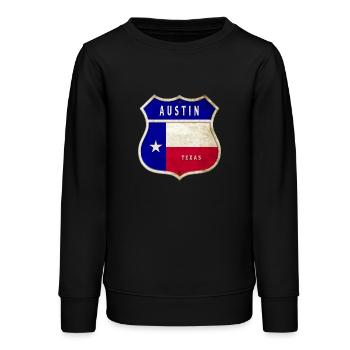 Drapeaux à écusson Austin Texas - Sweat ado bio Stanley/Stella - noir - Devant - AI Model Teenager Male light (155cm)
