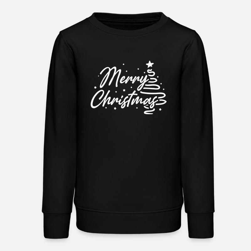 Merry Christmas Script Tree - Teens Organic Sweatshirt by Stanley/Stella - black