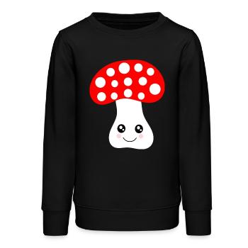 Kawaii, Pilz, Fliegenpilz - Teenager Organic Sweatshirt Mini Changer von Stanley/Stella - Schwarz - Vorne - AI Model Teenager Male light (155cm)