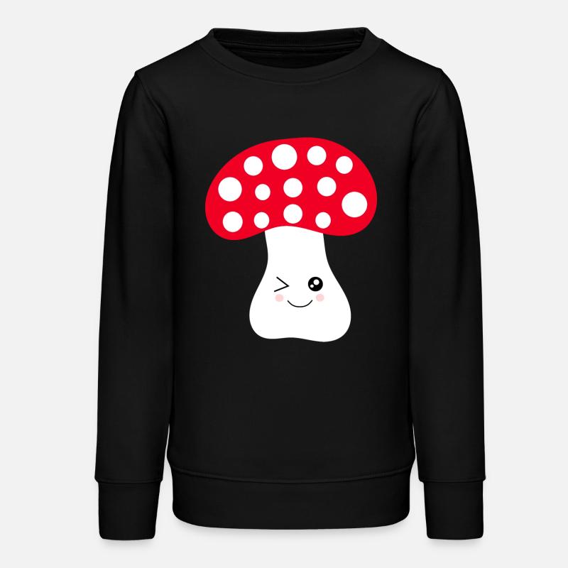 Kawaii, mushroom, toadstool - Teens Organic Sweatshirt by Stanley/Stella - black