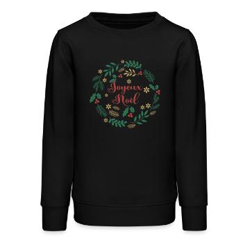t-shirt joyeux noel frohe Weihnachten Merry Christmas - Teens Organic Sweatshirt by Stanley/Stella - black - Front - AI Model Teenager Male light (155cm)