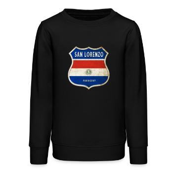 San Lorenzo Paraguay coat of arms flag design - Teens Organic Sweatshirt by Stanley/Stella - black - Front - AI Model Teenager Male light (155cm)