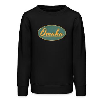 Emblème Omaha Vintage Script - Sweat ado bio Stanley/Stella - noir - Devant - AI Model Teenager Male light (155cm)