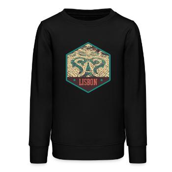 Illustration Traditionelles Pflaster Portugal - Teenager Organic Sweatshirt Mini Changer von Stanley/Stella - Schwarz - Vorne - AI Model Teenager Male light (155cm)