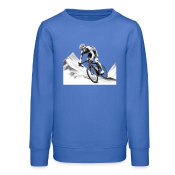 Road biking, mountain touring, biking and downhill riding - Teens Organic Sweatshirt by Stanley/Stella - carolina blue - Front - AI Model Teenager Male dark (155cm)