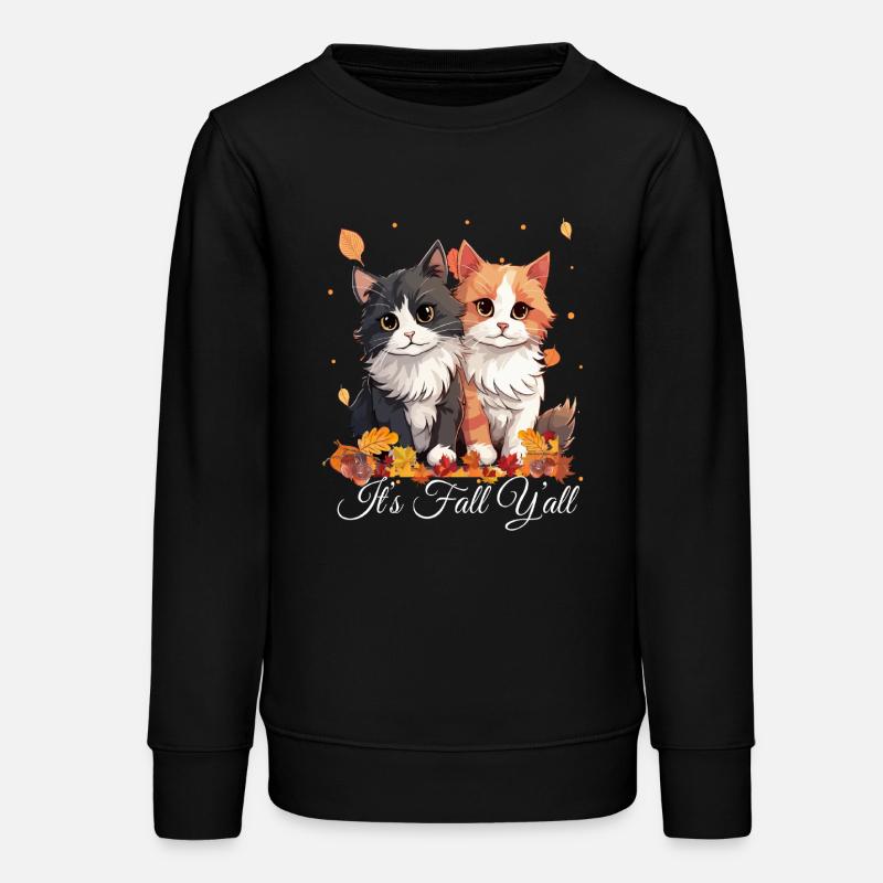 It's Fall Y'all Automne Chaton Feuilles - Sweat ado bio Stanley/Stella - noir