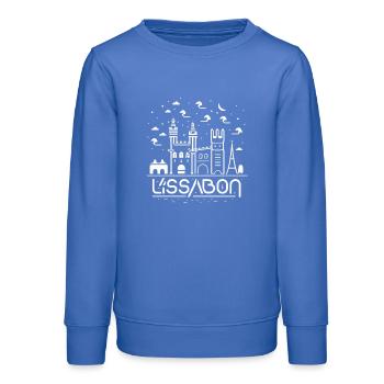 Lisbon Skyline Line Art - Teens Organic Sweatshirt by Stanley/Stella - carolina blue - Front - AI Model Teenager Male dark (155cm)