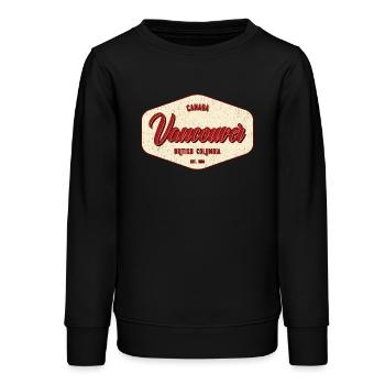 Étiquette Vancouver Vintage City - Sweat ado bio Stanley/Stella - noir - Devant - AI Model Teenager Male light (155cm)