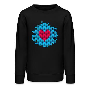 Coeur tricot motif noël moche Noël Noël - Sweat ado bio Stanley/Stella - noir - Devant - AI Model Teenager Male light (155cm)