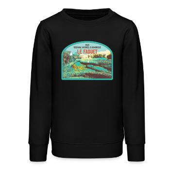 Faouet Landscape Badge: Breton Nature - Teens Organic Sweatshirt by Stanley/Stella - black - Front - AI Model Teenager Male light (155cm)
