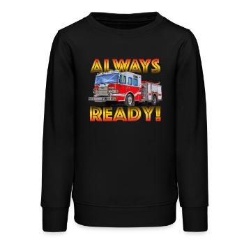 Toujours prêtes, les pompiers apportent leur aide partout - Sweat ado bio Stanley/Stella - noir - Devant - AI Model Teenager Male light (155cm)
