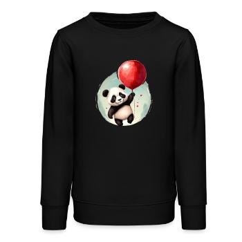Panda Bär mit Ballon - Teenager Organic Sweatshirt Mini Changer von Stanley/Stella - Schwarz - Vorne - AI Model Teenager Male light (155cm)