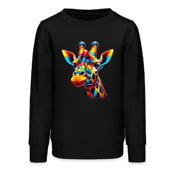 Girafe colorée et peinte comme Arlequin - Sweat ado bio Stanley/Stella - noir - Devant - AI Model Teenager Male light (155cm)