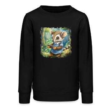 Niedlicher junger Ameisenbär mit Handy - Teenager Organic Sweatshirt Mini Changer von Stanley/Stella - Schwarz - Vorne - AI Model Teenager Male light (155cm)