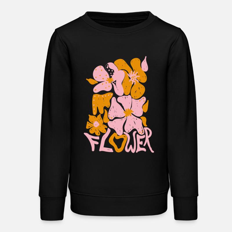 Fleur rose - Sweat ado bio Stanley/Stella - noir
