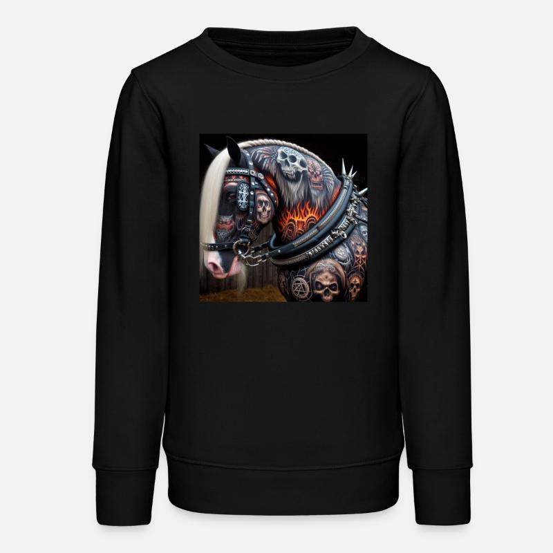 Cheval lourd tatoué - Sweat ado bio Stanley/Stella - noir