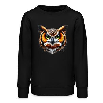 Eule - Teenager Organic Sweatshirt Mini Changer von Stanley/Stella - Schwarz - Vorne - AI Model Teenager Male light (155cm)