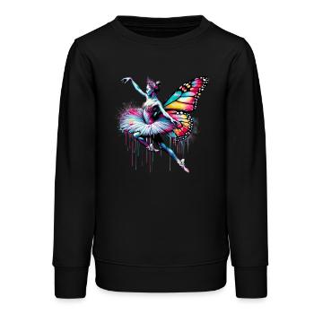 Ballerina mit Schmetterlingsflügeln Schmetterlinge Tutu - Teenager Organic Sweatshirt Mini Changer von Stanley/Stella - Schwarz - Vorne - AI Model Teenager Male light (155cm)