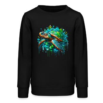 Schildkröte - Teenager Organic Sweatshirt Mini Changer von Stanley/Stella - Schwarz - Vorne - AI Model Teenager Male light (155cm)