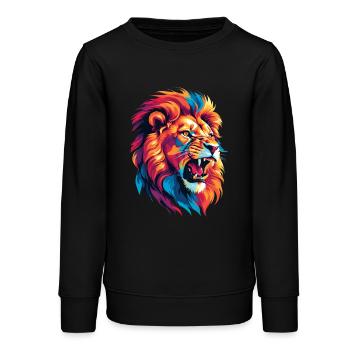 Mehrfarbiger Löwe - Teenager Organic Sweatshirt Mini Changer von Stanley/Stella - Schwarz - Vorne - AI Model Teenager Male light (155cm)