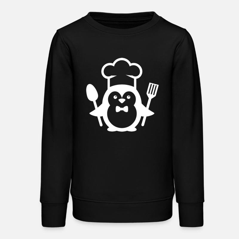Penguin Chef Silhouette Minimalista con Cucchiaio - Felpa ragazzo bio di Stanley/Stella - nero