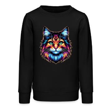 Katze - Teenager Organic Sweatshirt Mini Changer von Stanley/Stella - Schwarz - Vorne - AI Model Teenager Male light (155cm)