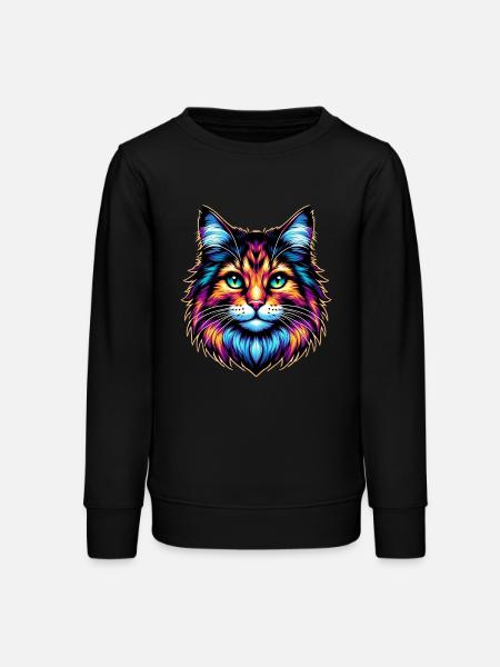 Katze - Teenager Organic Sweatshirt Mini Changer von Stanley/Stella - Schwarz