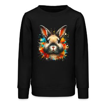 Rabbit - Teens Organic Sweatshirt by Stanley/Stella - black - Front - AI Model Teenager Male light (155cm)