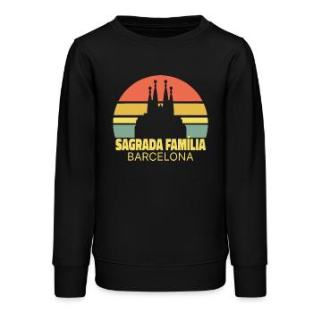 Sagrada Família Barcelone Coucher de soleil Silhouette - Sweat ado bio Stanley/Stella - noir - Devant - AI Model Teenager Male light (155cm)