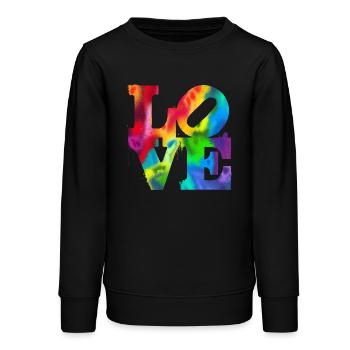 Regenbogen-Graffiti LOVE Burst - Teenager Organic Sweatshirt Mini Changer von Stanley/Stella - Schwarz - Vorne - AI Model Teenager Male light (155cm)